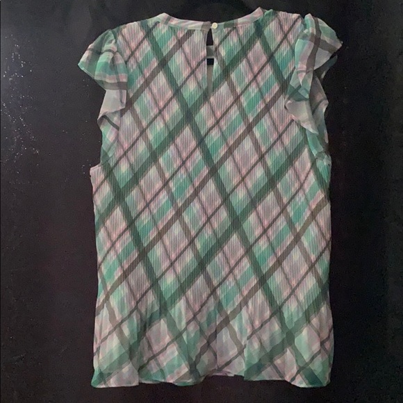 Ann Taylor • Plaid Flutter Sleeve Top - Picture 9 of 9